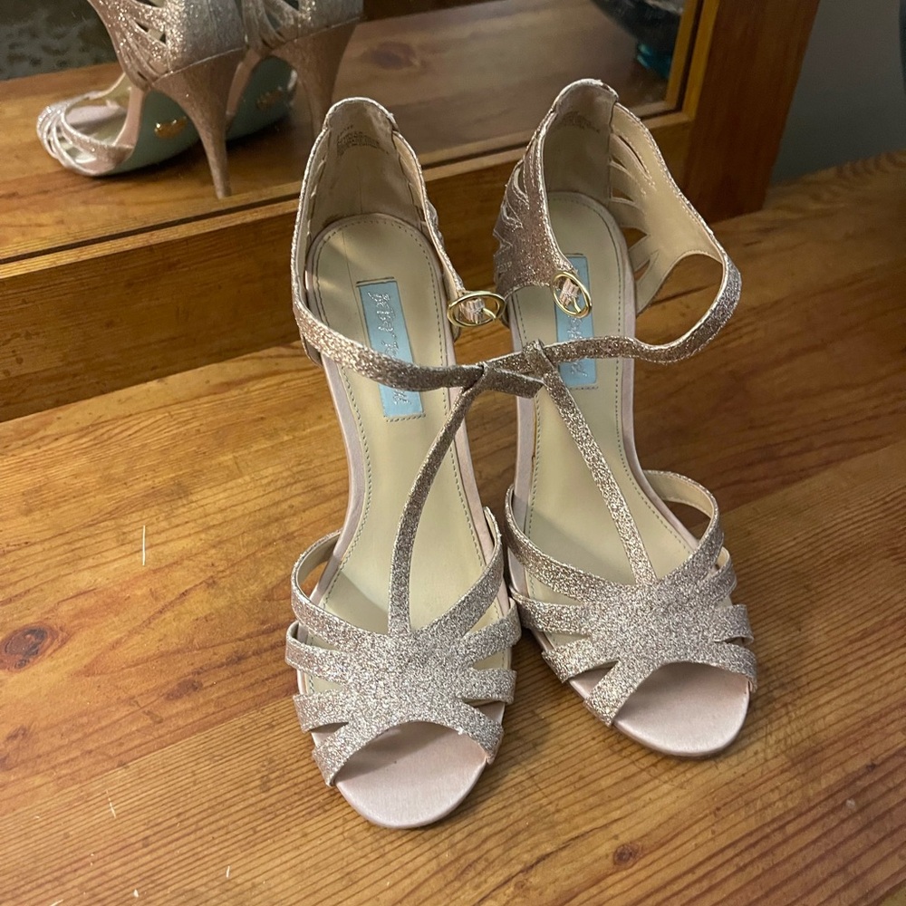 Betsey Johnson Gold Heels with Sparkling Accents